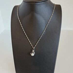 Mermaid Dreams: Freshwater Pearl Sterling Silver Pendant, Sterling Silver Chain